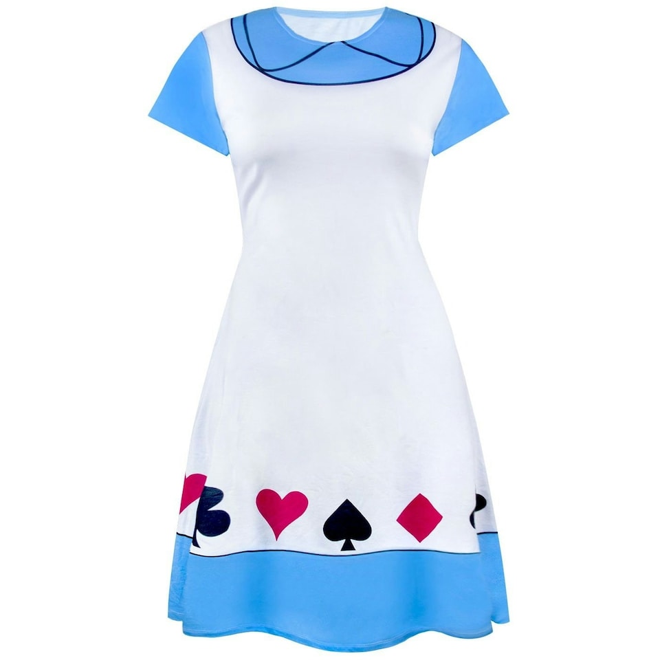 image 1 of Alice In Wonderland Womens/Ladies Costume Dress - White/Blue - S | Multi | S