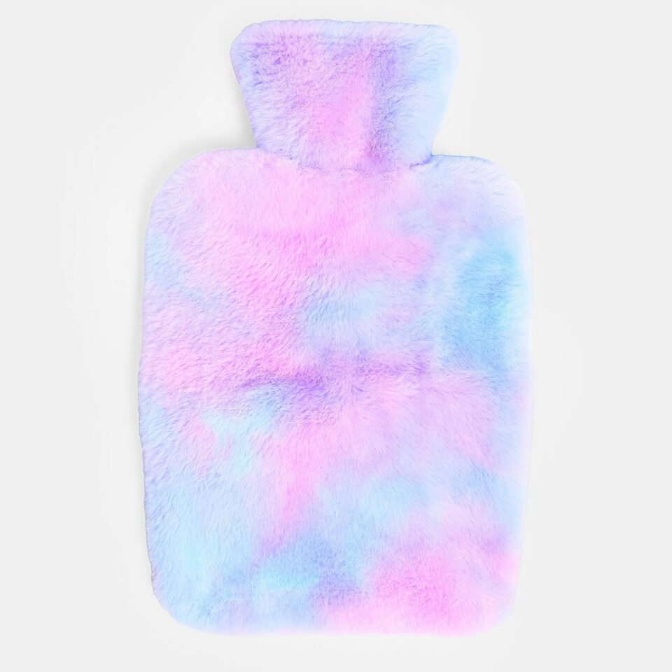 image 1 of OHS 2L Hot Water Bottle & Soft Plush Faux Fur Tie Dye Cover - Multi