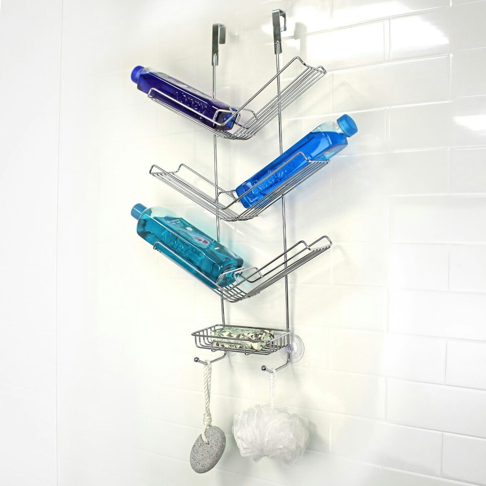 image 1 of Showerdrape Atrium 3 Tier Hanging Chrome Shower Caddy