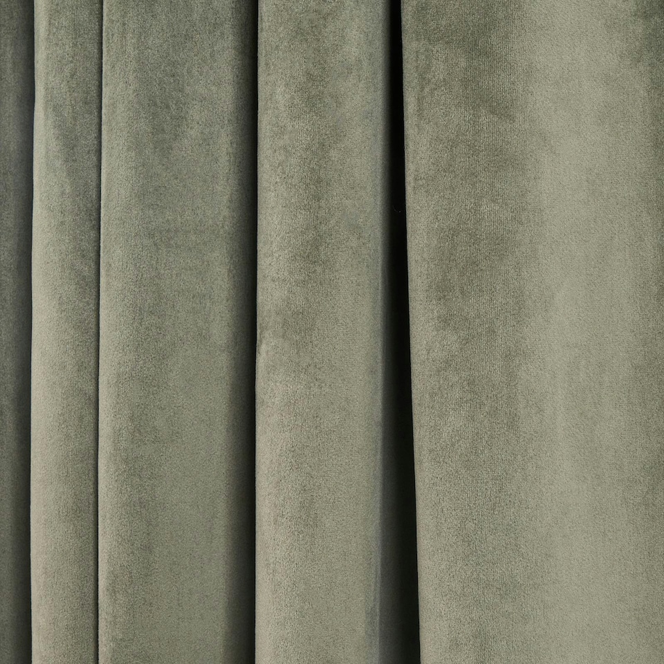 image 1 of OHS Soft Velvet Plain Dyed Thermal Insulated Panel Pair Eyelet Curtains, 66x90" Green | Woodland Green