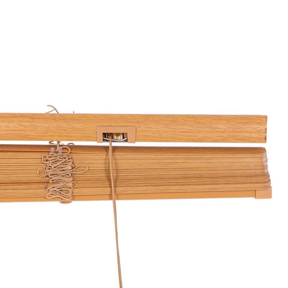 image 1 of 100 x 150cm PVC Teak Wood Effect Home Office Venetian Window Blinds with Fixings | Brown