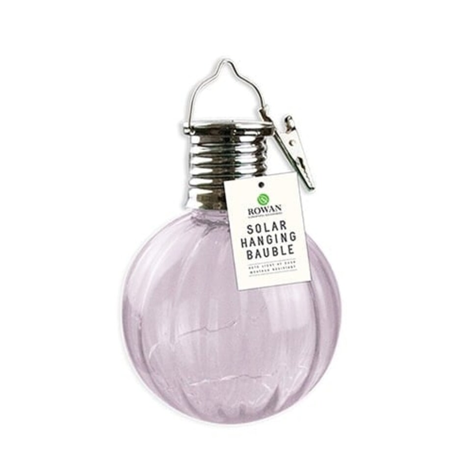 Iridescent Lilac Solar Powered Hanging Bauble Light