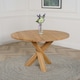 image 6 of Oregon Round Oak Dining Table with Lola Leather Chairs Cream