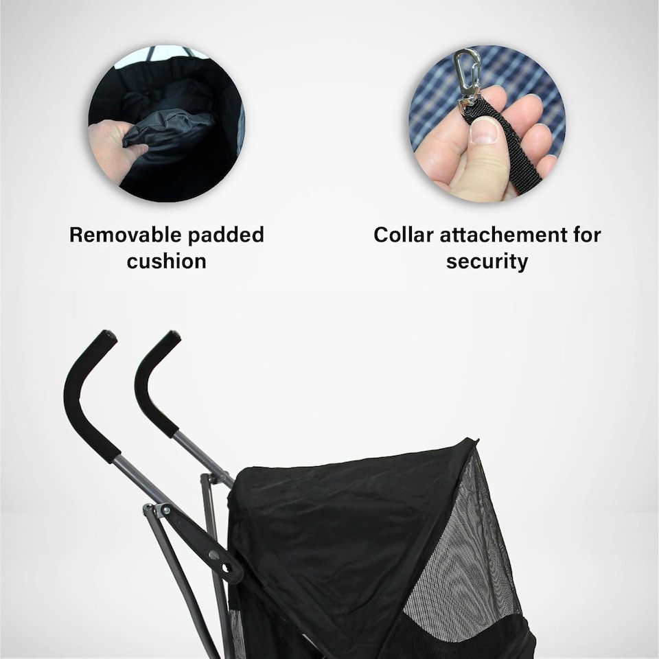 image 1 of Pet Stroller Dog Cat Puppy Pram Pushchair Travel Cart Jogging Buggy Carrier (Blue Tartan with Cover)