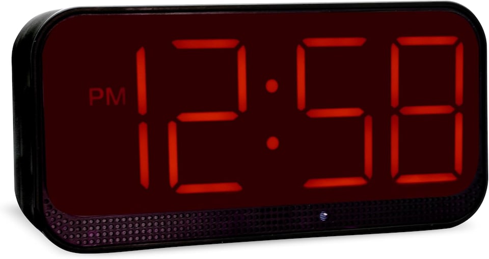 image 1 of Acctim Silas LED Wireless Alarm Clock, 2-inch Display with Adjustable Volume and Brightness | Black | Black/Red