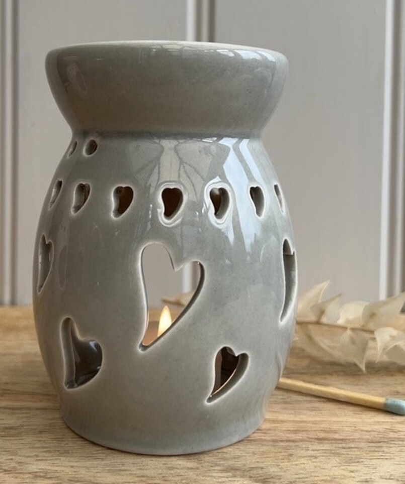 image 1 of Grey Ceramic Cutout Hearts Wax Melter