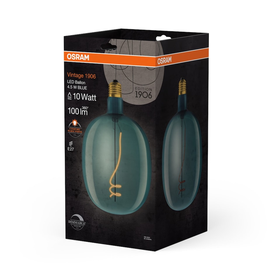 image 1 of Osram Vintage 1906 Ballon 10 Filament DIM Lamp 4.5W 816 Blue E27