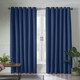image 1 of Linen Look Blackout Ring Top Eyelet Curtains - 229cm x 137cm - Blue