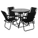 image 1 of Garden Table & Folding Deck Chairs Set 2 4 Seater Outdoor Patio Dining Furniture | Black | Table + 4 Black Chairs