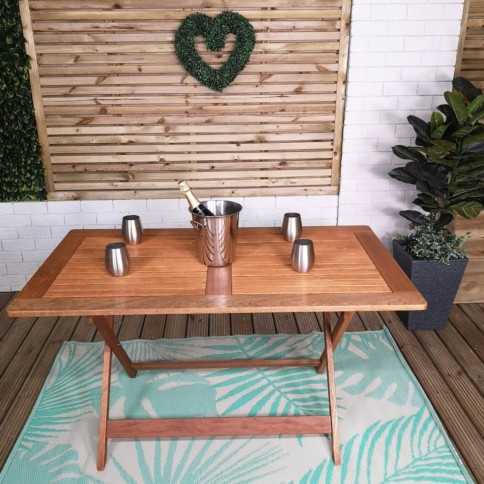 image 1 of Windermere Outdoor 6 Person Folding Rectangular Wooden Table
