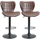 image 1 of HOMCOM Bar Stools Set of 2 Adjustable Height Swivel PU Leather Bar Chairs Brown
