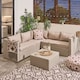 image 1 of OHS Tuscany 5 Seater Rattan Garden Sofa Set Patio Table L Shape Settee | Bronze | Natural