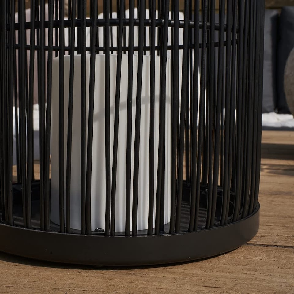 image 1 of ValueLights Outdoor Black Wire Basket Candlelight Lantern | Black