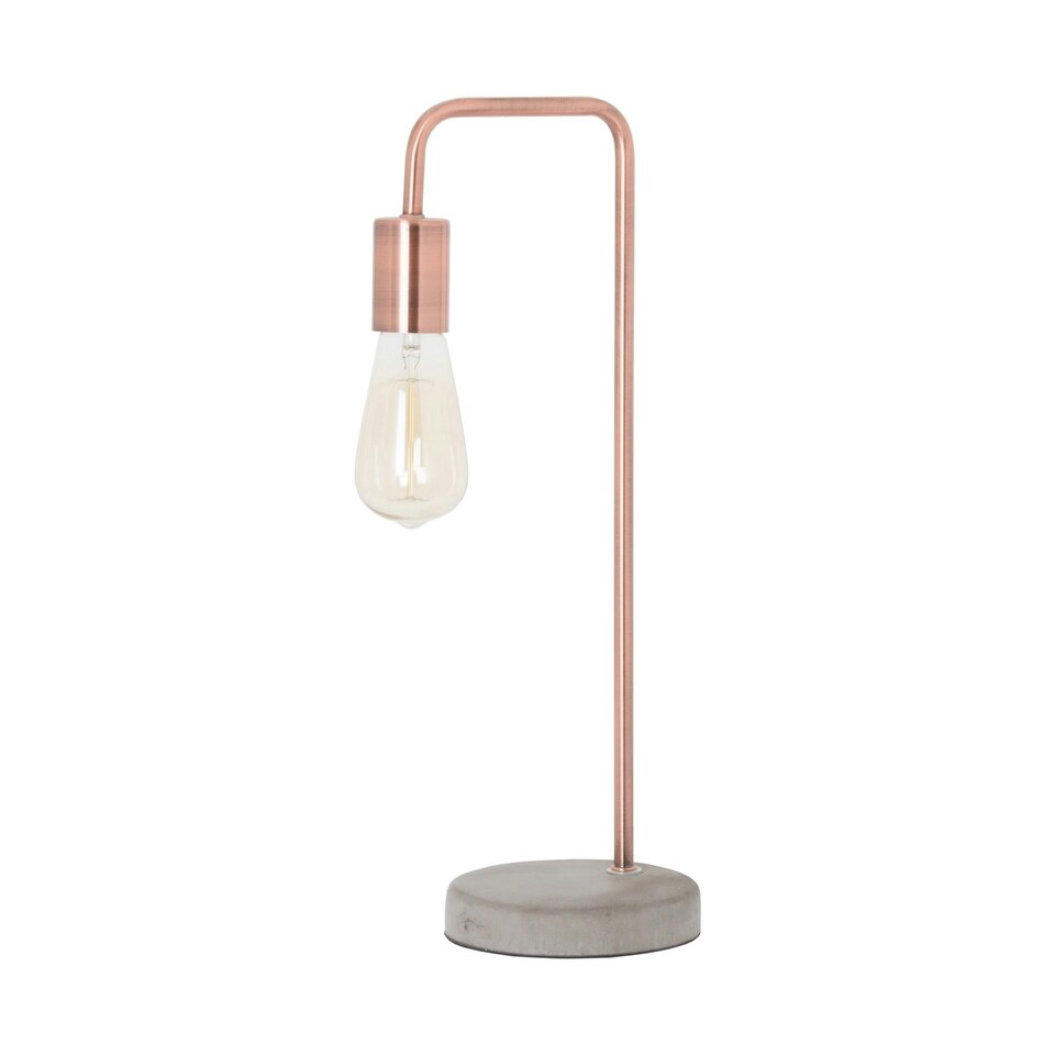 image 1 of Hill Interiors Copper Industrial Lamp With Stone Base (UK Plug) - Copper - One Size
