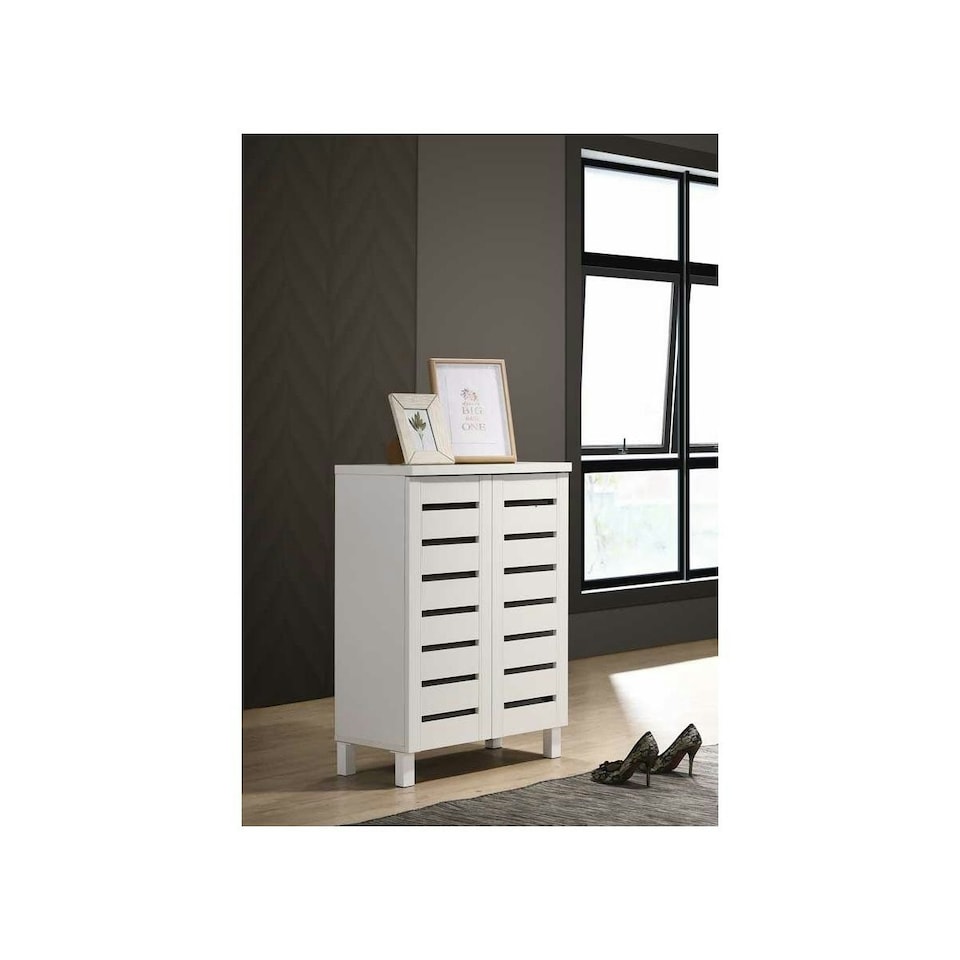 image 1 of 2 Door 4 Tier Shoe Cabinet