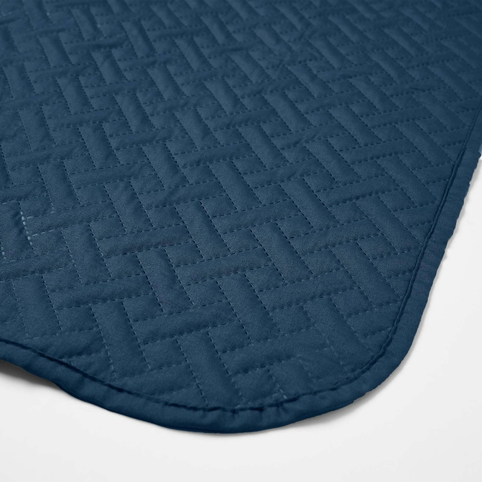 image 1 of OHS Geo Pinsonic Quilted Blanket Bedspread, 200x240cm - Navy Blue