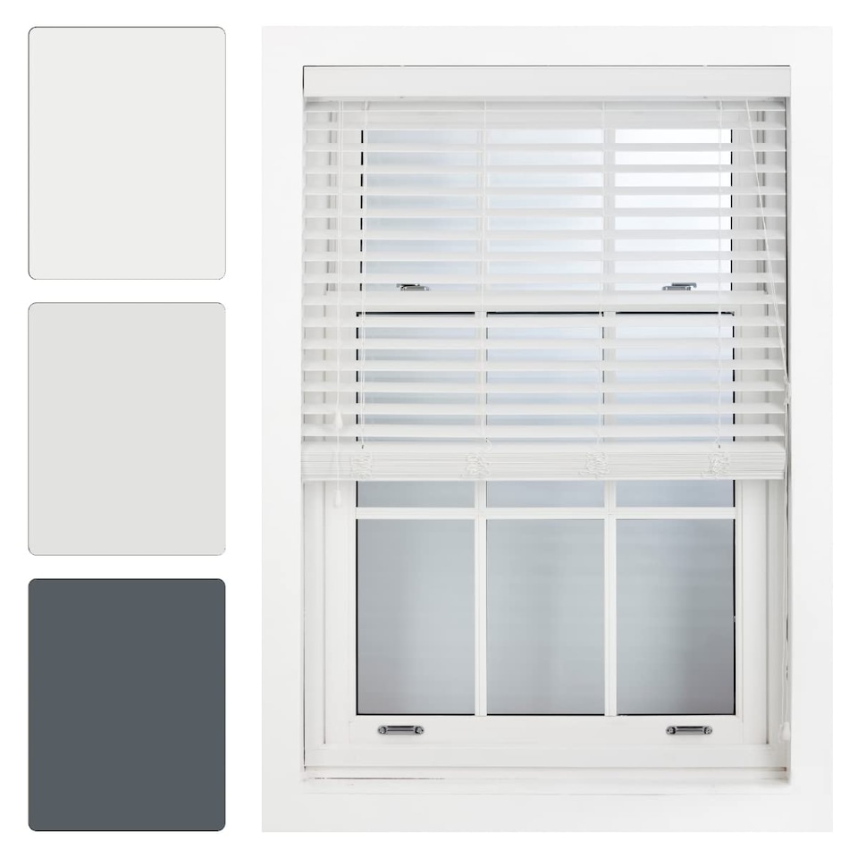image 1 of Faux Wood Venetian Blind with String (W)55cm x (L)210cm