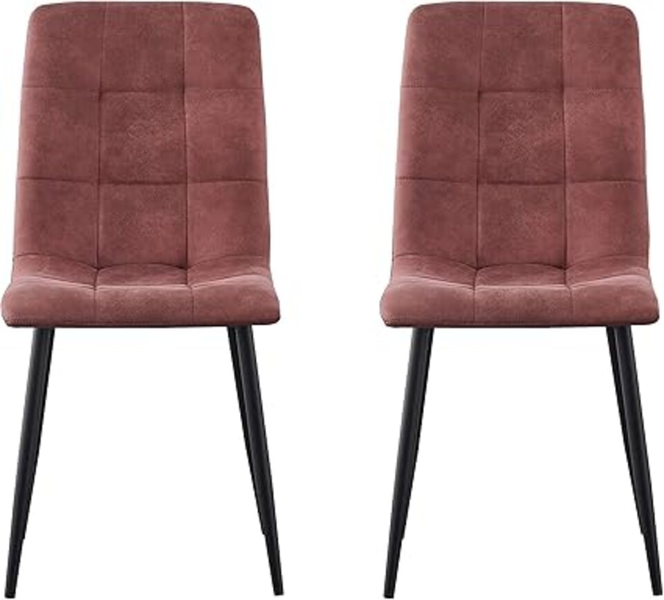 image 1 of MCC Direct Henri Faux Suede Leather Dining Chairs Set of 4 Pink