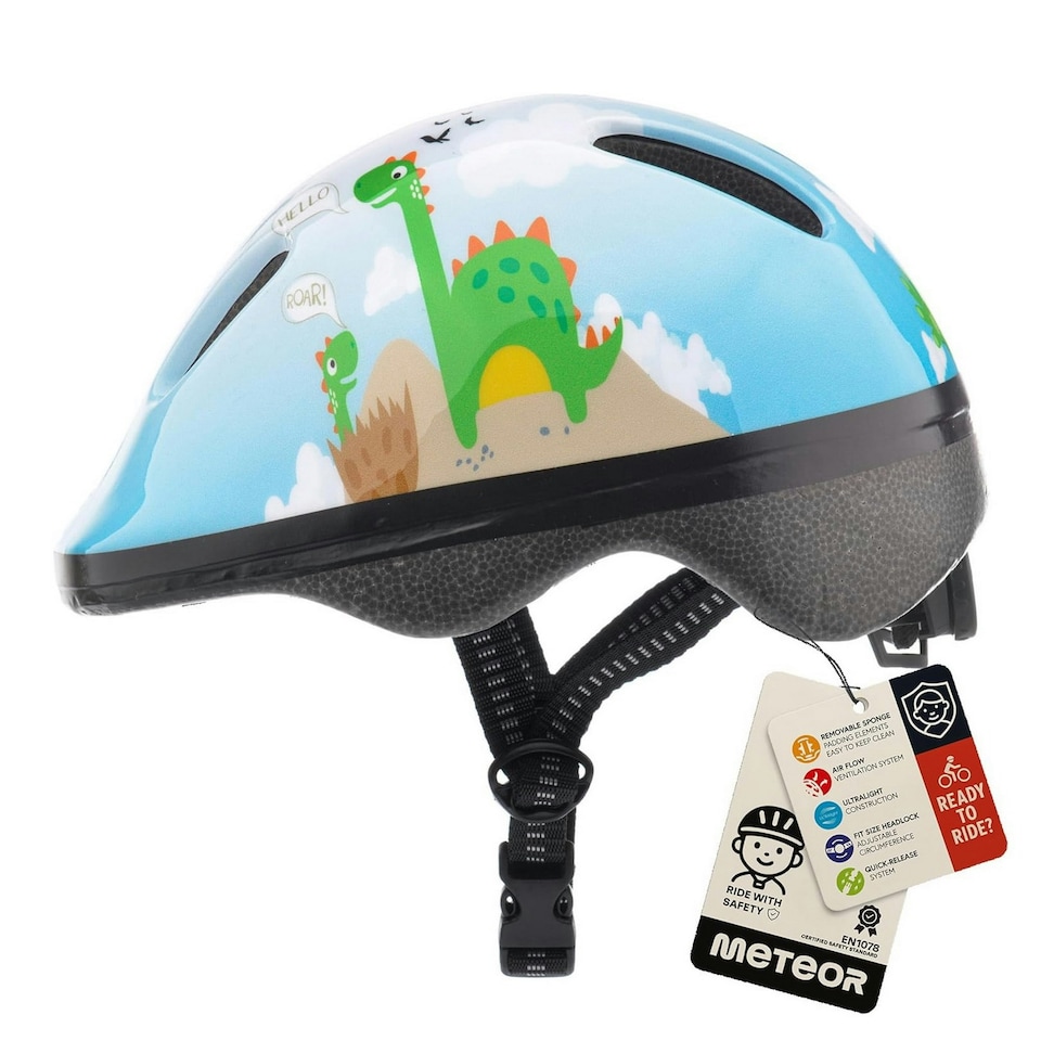 image 1 of Helmet for Kids Toddlers – Lightweight Adjustable Bike Helmet for Boys & Girls – Safety Crash Protection for Cycling, Scooter, Skateboard – MV62 Blue | Dino roar | S