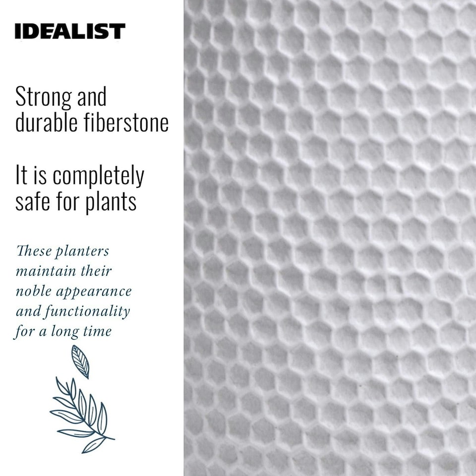 image 1 of Honeycomb Style White Planter with Legs, Round Indoor Plant Pot Stand for Indoor Plants by Idealist Lite D30 H43 cm, 19L
