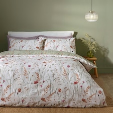 Catherine Lansfield Brushed Grasmere Floral Cotton Reversible Duvet Cover Set Green Green | King