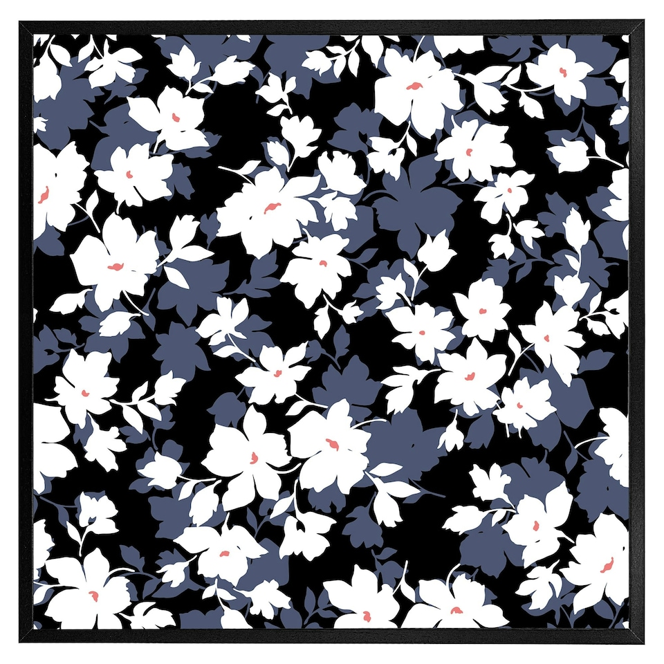 image 1 of White, black & purple flowers (Picture Frame) Brown | XS