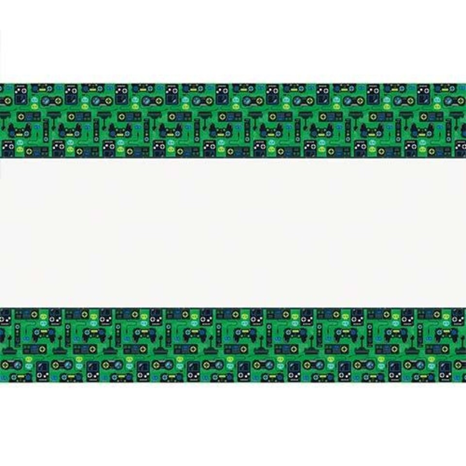 image 1 of Gamer Birthday Rectangular Plastic Tablecover 213cm x 137cm Green