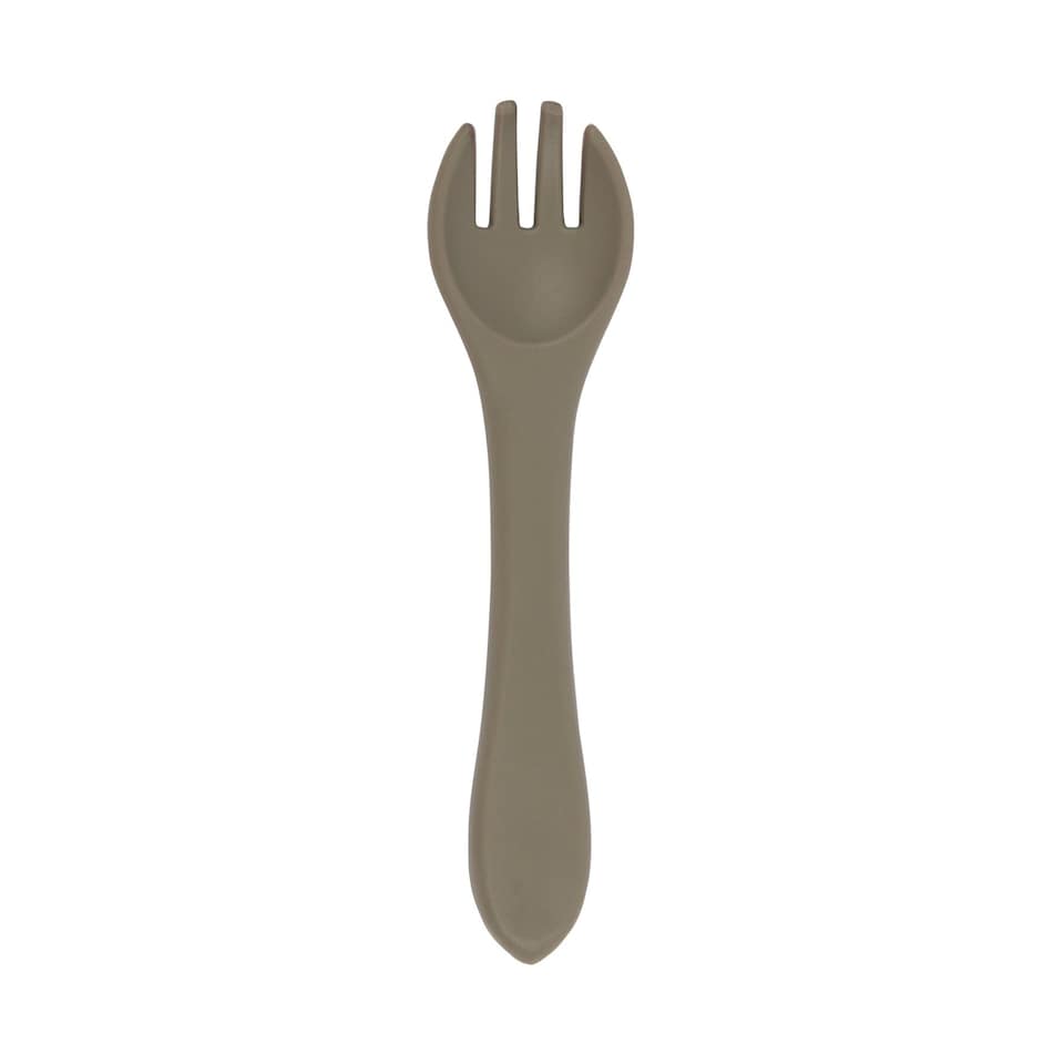 image 1 of Tiny Dining Silicone Weaning Fork - Silver Sage - Children's Baby Toddler Soft Curved Feeding Weaning Cutlery | Green | Silver Sage | 14 x 3.5 x 1.5 CM | 1