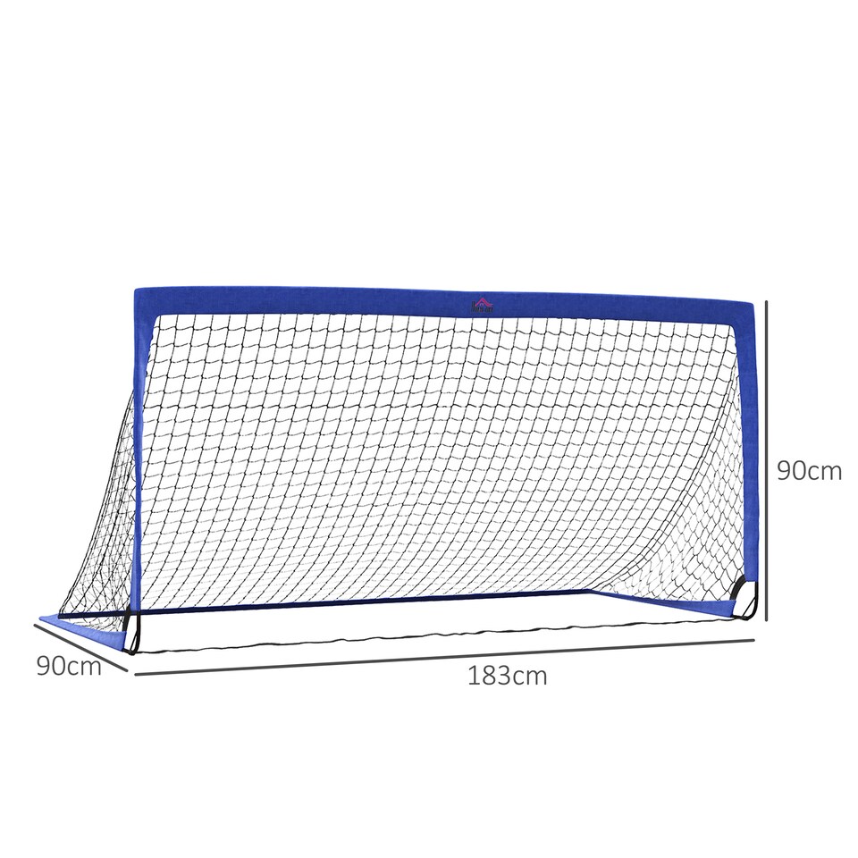 image 1 of HOMCOM Set of 2 Football Goal Net 6 x 3 ft Foldable Outdoor Sport Training Teens Adults Football with Carrying Bag Blue