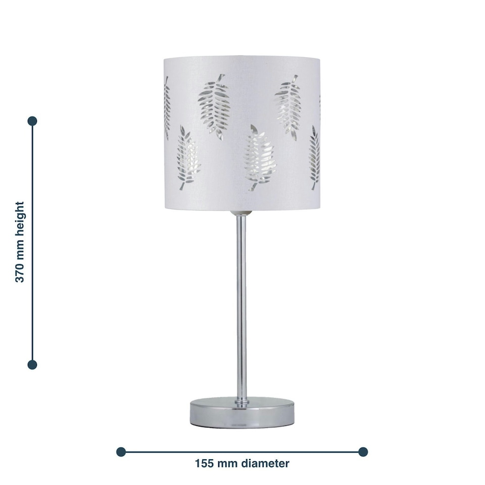 image 1 of Chrome Stick Table Lamp with White Fern Shade Chrome | White