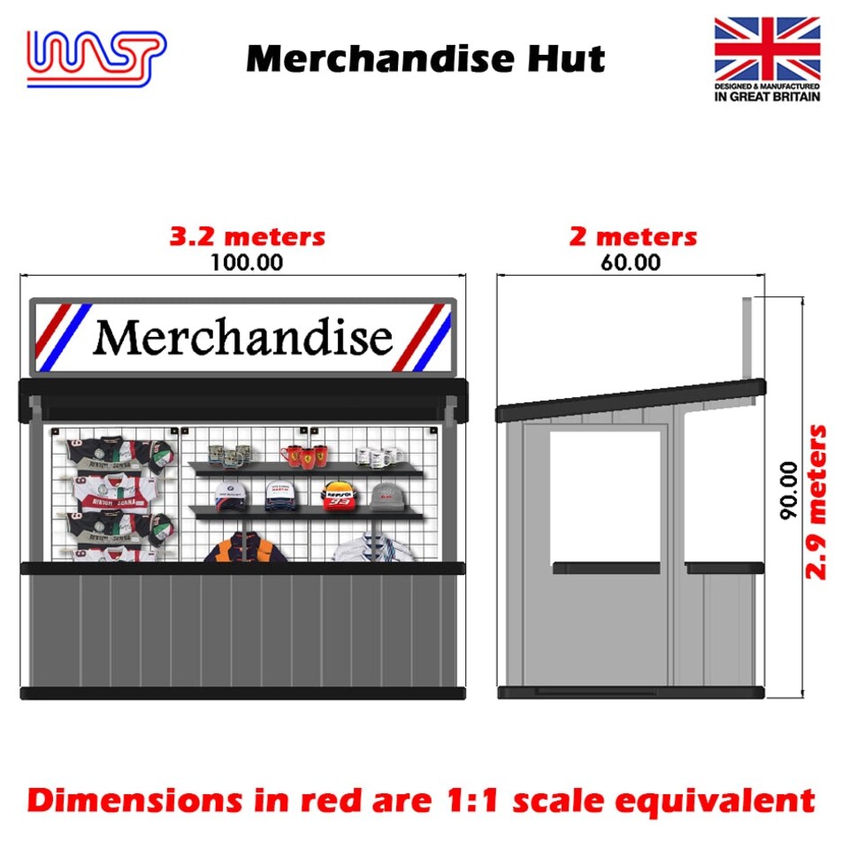 image 1 of Slot Car Track Scenery Merchandise Hut Red 1:32 Scale Wasp