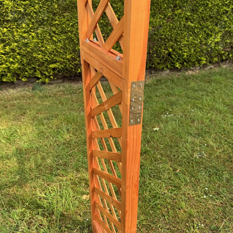 image 1 of Wooden Garden Arch with Square Top (Tan)