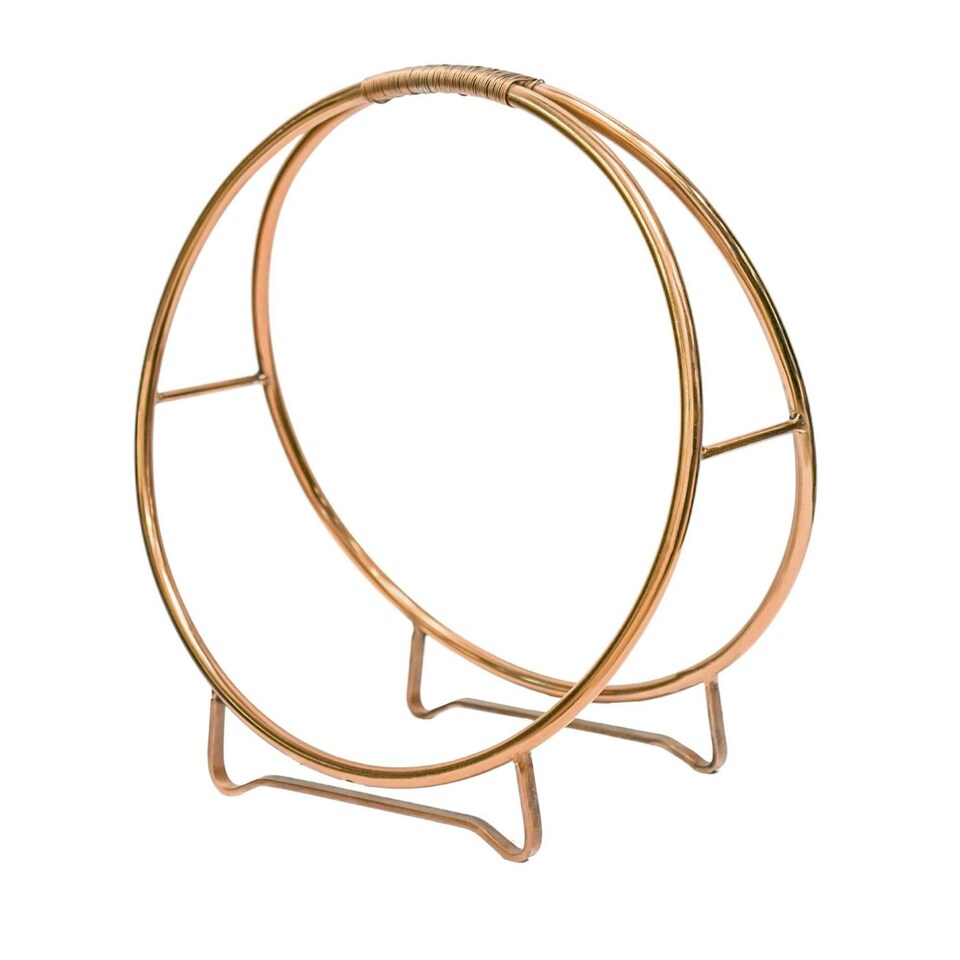 image 1 of Contemporary Round Copper Log Holder Copper