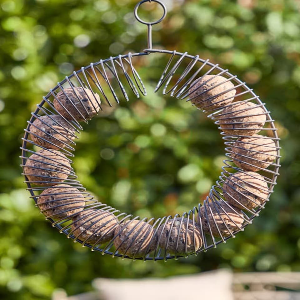 image 1 of Grey Round Hanging Bird Feeder