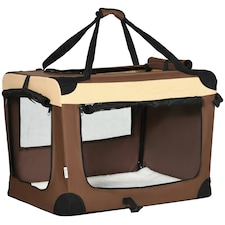 PawHut 70cm Foldable Pet Carrier Bag Soft Travel Dog Crate for Small Dogs Brown