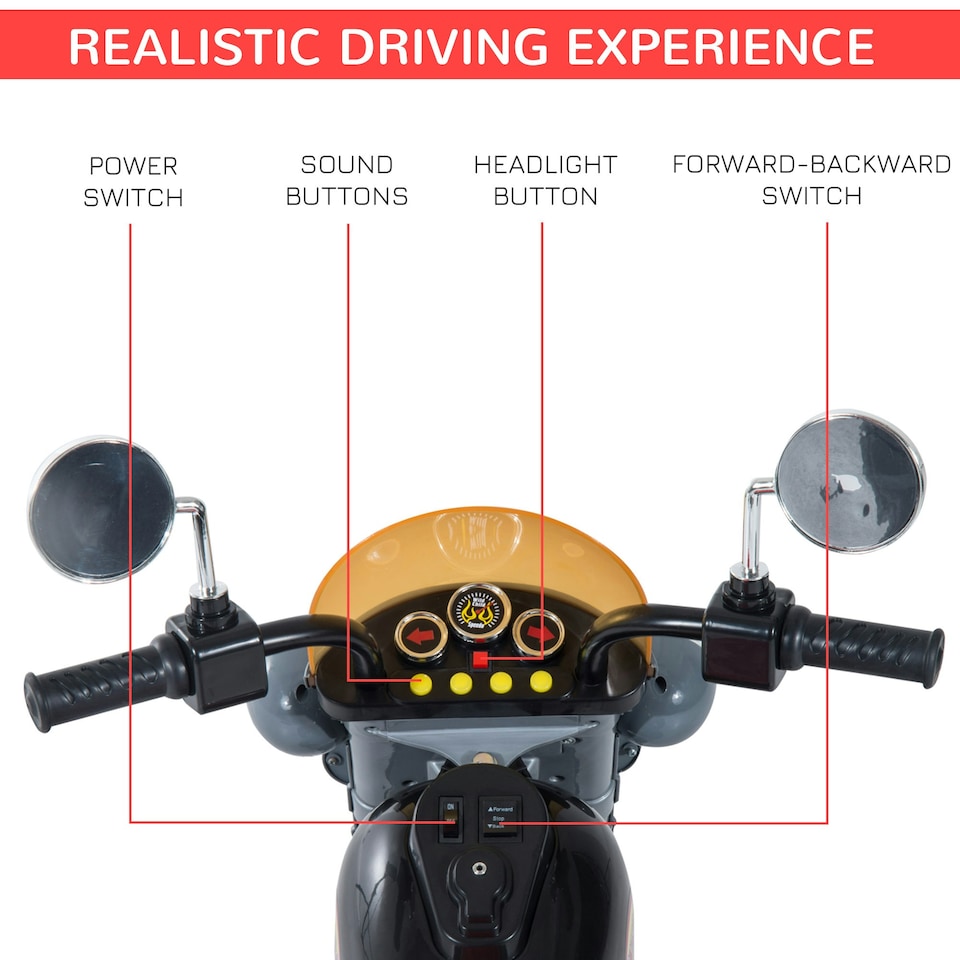image 1 of HOMCOM 6V Kids Electric Motorbike Child Ride On Toy w/ Lights Sound Black