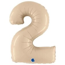 Satin Cream Number 2 Helium Foil Giant Balloon 102cm / 40 in Cream