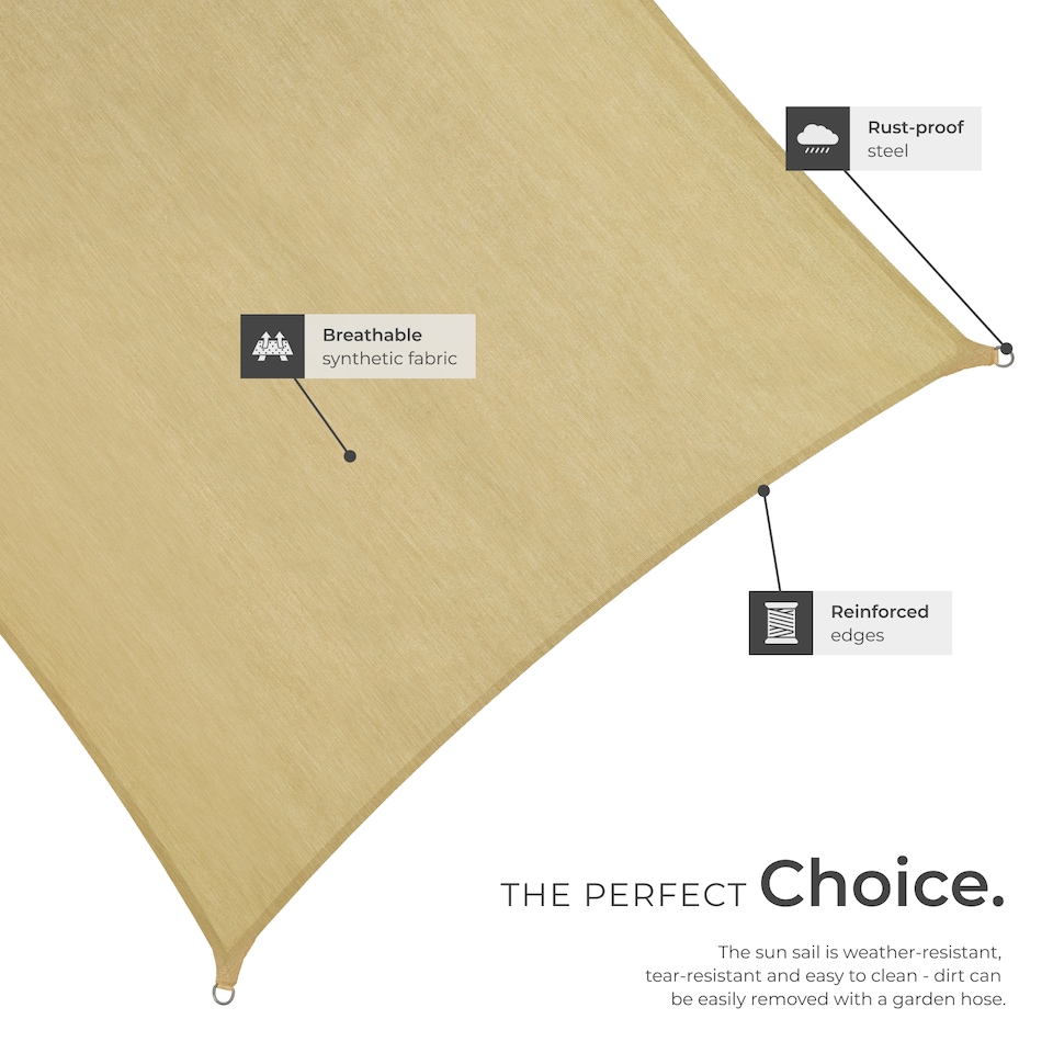 image 1 of Shade Sail - rectangular with UV protection 50, water-repellent | Cream | beige | 3 x 3 m | 1