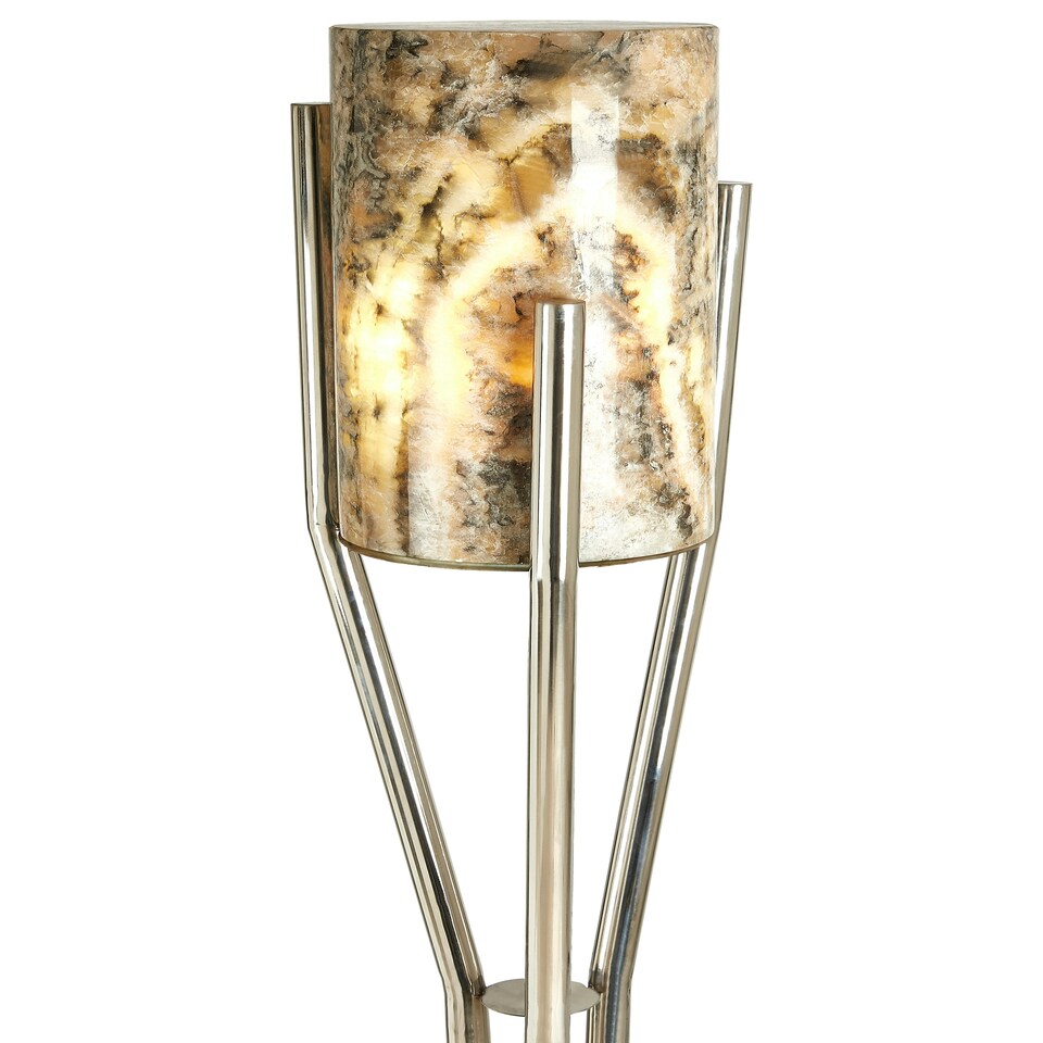 image 1 of Interiors by Premier Onyx Stone Floor Lamp Silver