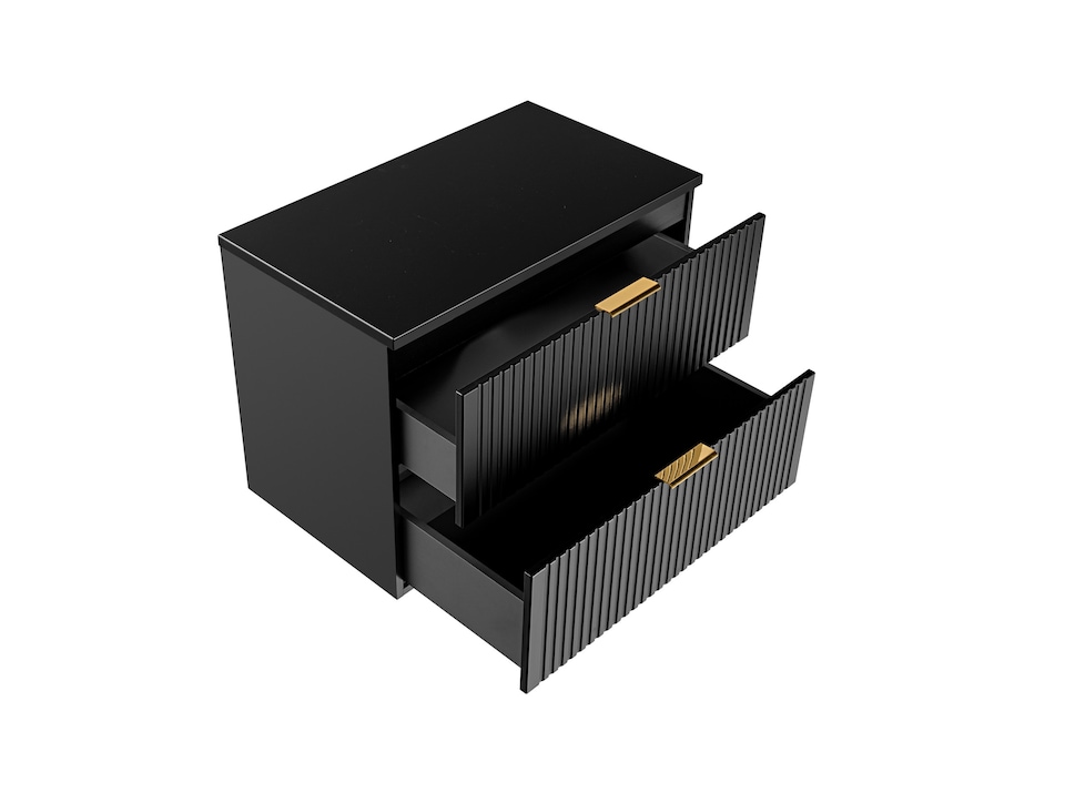 image 1 of Bathroom Cabinets Furniture Set Wall Hung 800mm Vanity Unit with Countertop and Tall Storage Cabinet Black Ribbed Fluted Adel