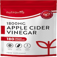 Nutravita Apple Cider Vinegar Capsules 1800mg - Raw & Unfiltered ACV from UK Grown Apples - 180 High Strength Vegan Capsules - 60 Day Supply