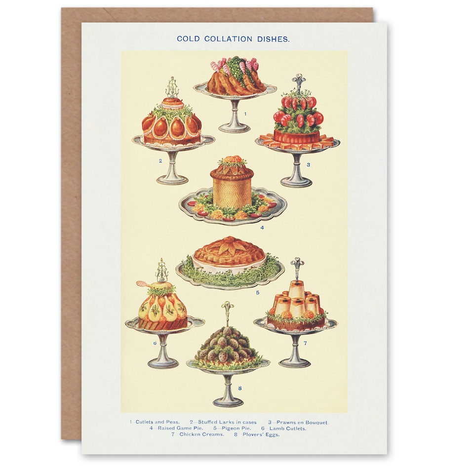 image 1 of Mrs Beeton Household Management Art Card Cold Collation Dishes
