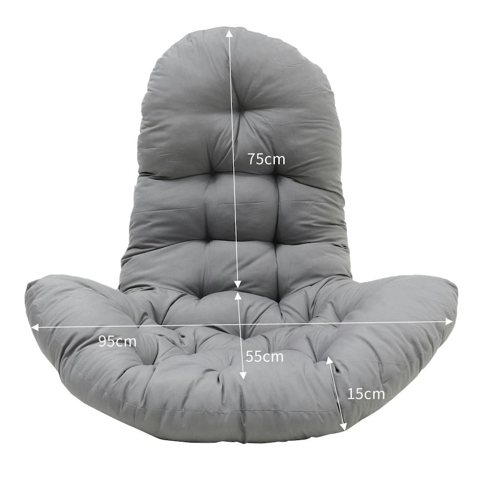 image 1 of Living and Home Thick Hanging Egg Chair Cushion with High Back - Dark Grey
