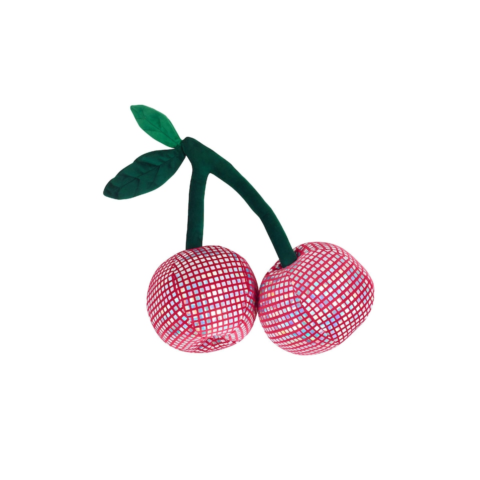 image 1 of Catherine Lansfield Disco Cherries 3D Shaped Cushion Pink | Pink