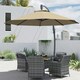 image 8 of Outsunny 3(m) Garden Cantilever Parasol with Crank Aluminium Frame Khaki | Cream | 366L x 294W x 280H cm