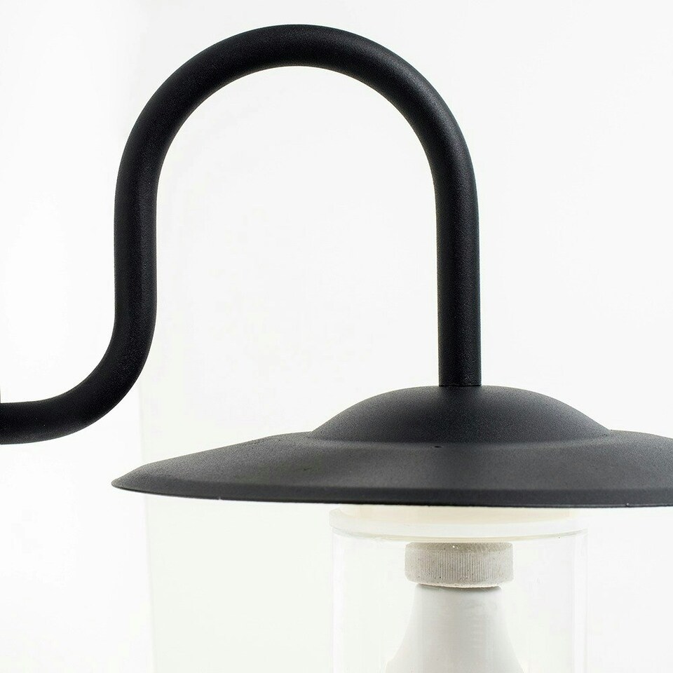 image 1 of ValueLights Lynton Swan Neck Black Outdoor Wall Lantern