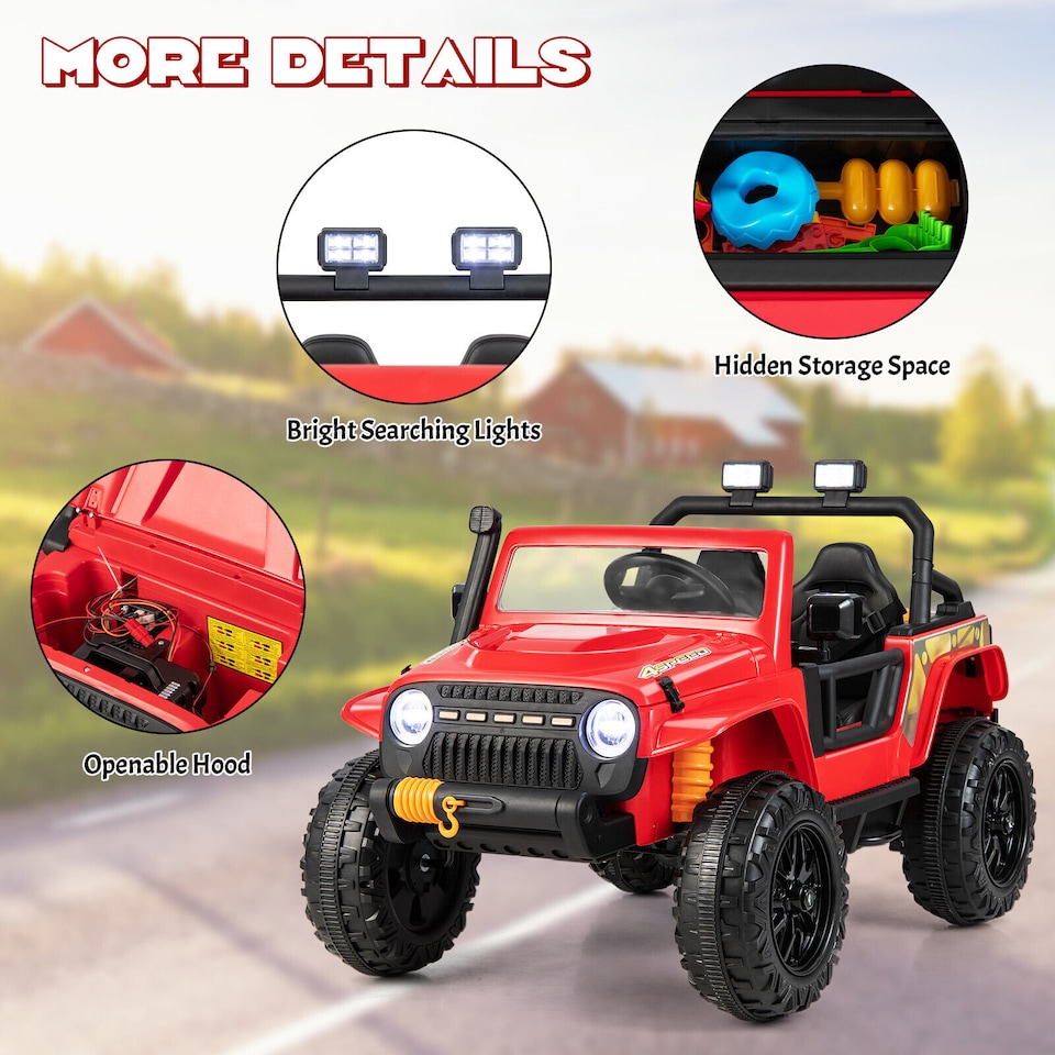 image 1 of COSTWAY 2-Seater Powered Electric UTV Large Kids car Red