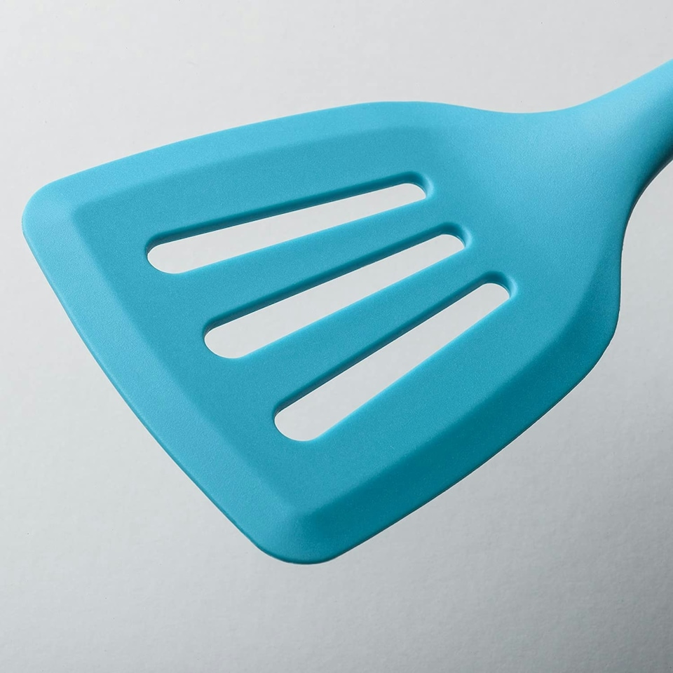 image 1 of Zeal Silicone Flexible Slotted Kitchen Turner, 30cm, Aqua Blue