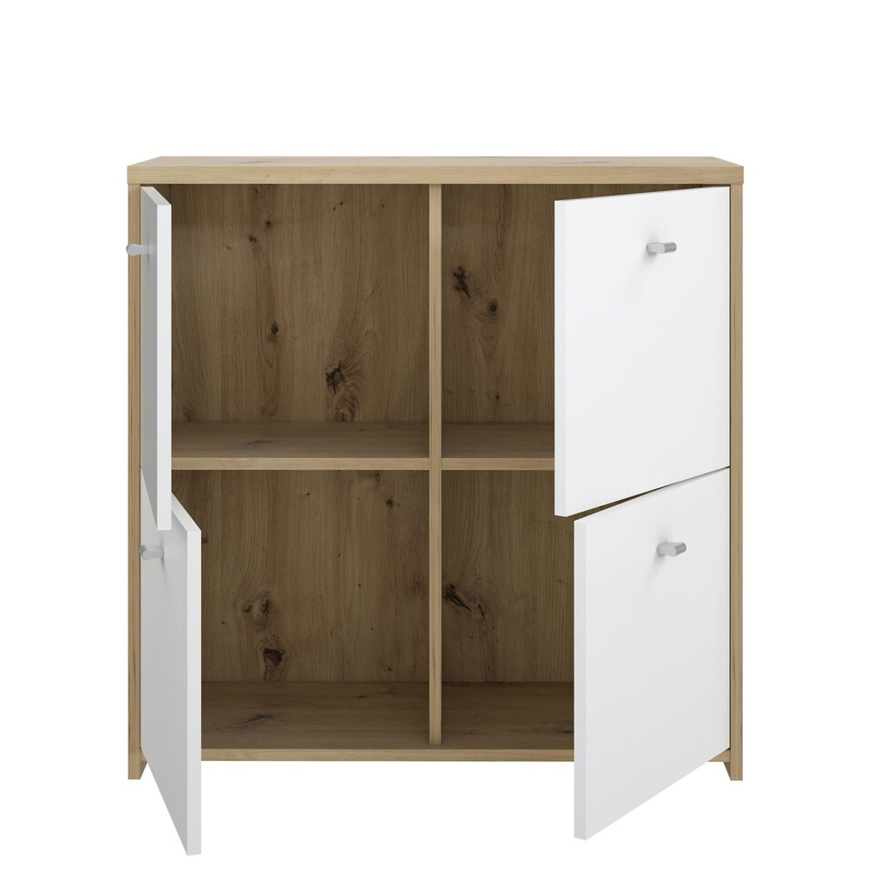 image 1 of Best Chest 4 Door Storage Cabinet White & Oak White