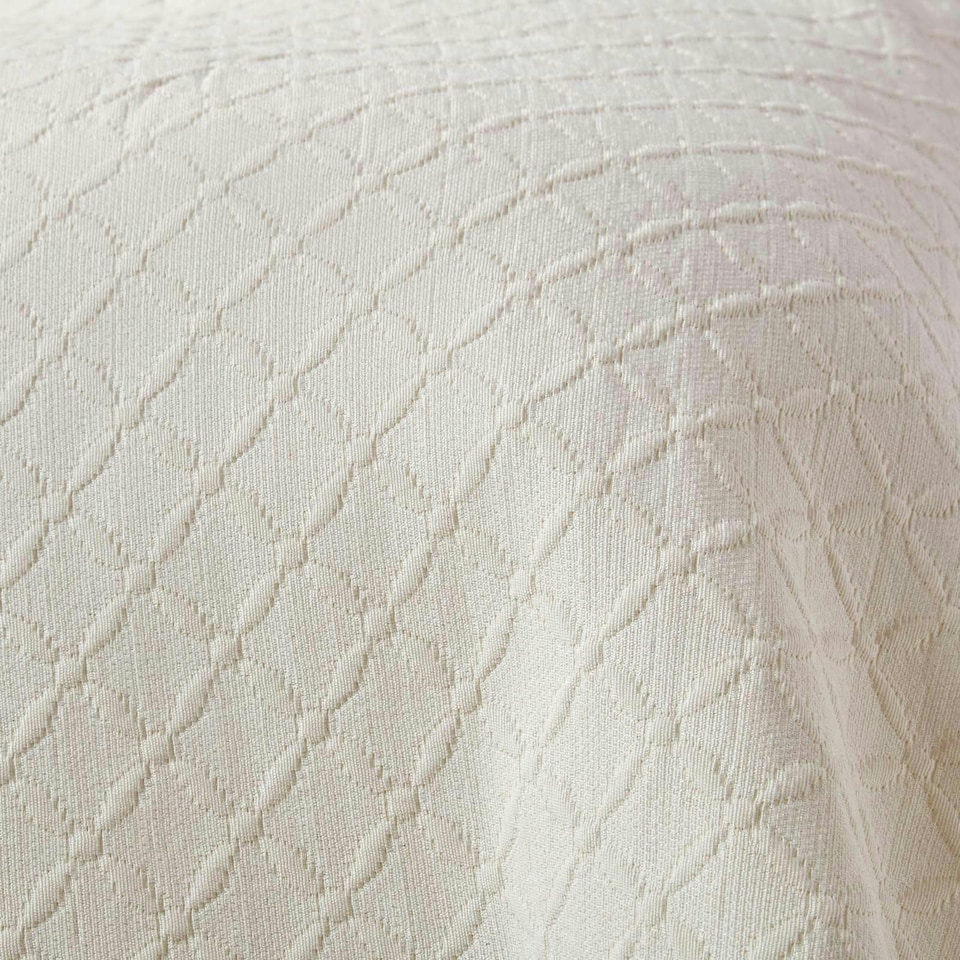 image 1 of Homescapes Cream Cotton Rich Metelassé Diamond Pattern Bedspread - Double | Cream